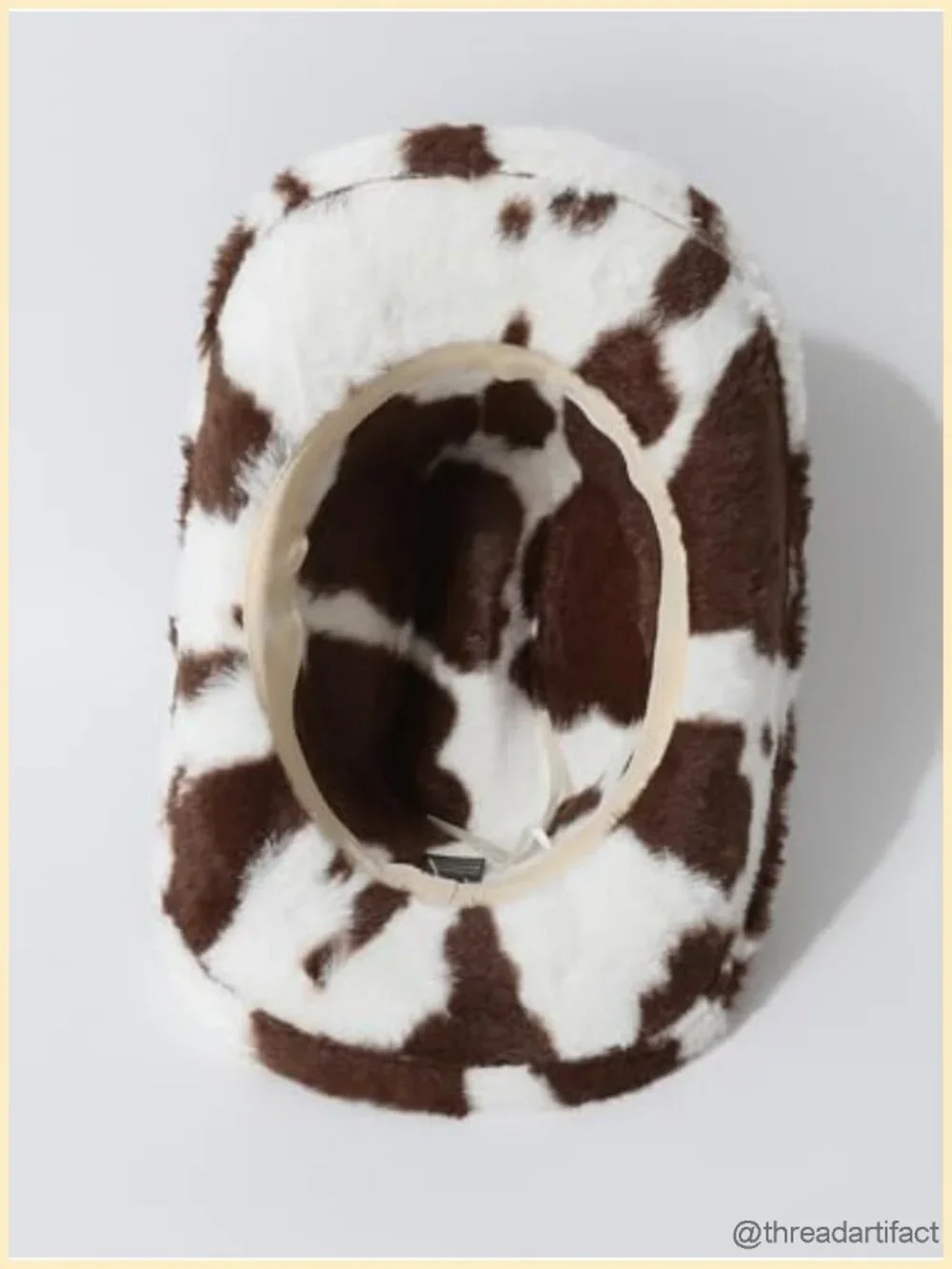 Faux Fur Cowboy Hat Wide Brim Cow Print Western Cowgirl Warm Cap